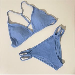 Abercrombie & Fitch Light Blue Two Piece Triangle Bikini Size Large